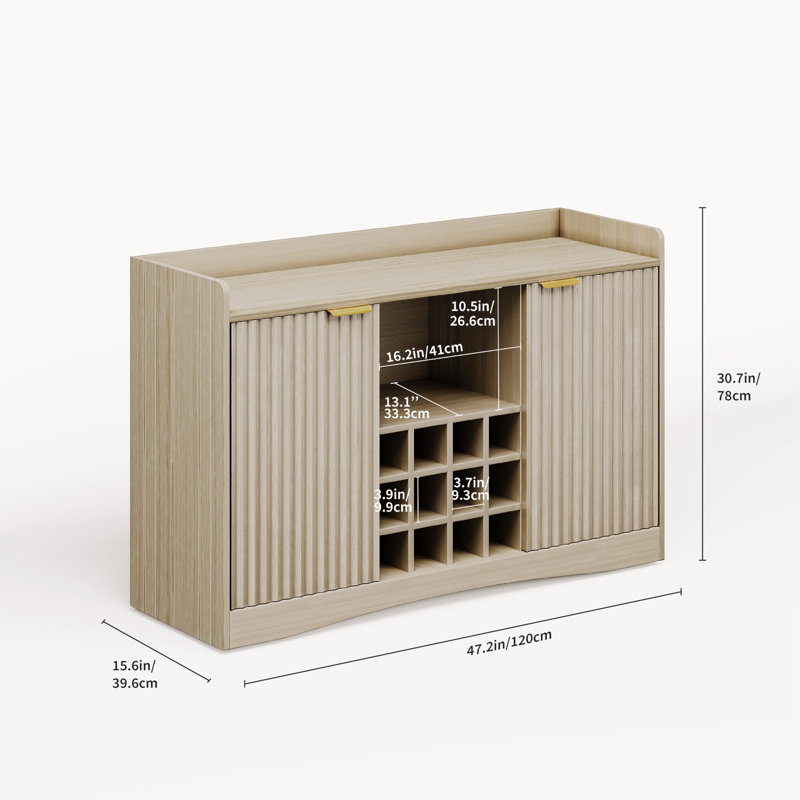 Armoire à vin de 47 po avec porte-verres et étagère en verre