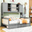 Lit de jour en bois avec tablettes et 2 tiroirs et armoire-26155156-26155155