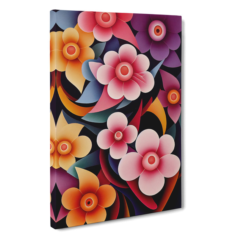 Retro Flowers No.3 - Wrapped Canvas, 50cm H x 35cm W x 3cm D