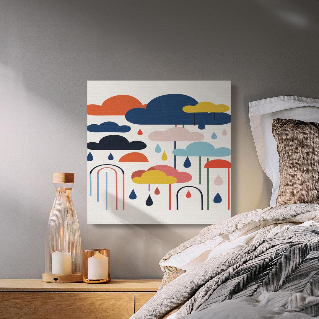 Colorful Clouds Canvas Wall Art, Modern Geometric Print, Archival Inks, Gallery Wrapped Canvas, Ready to Hang, Home Decor, Statement Piece