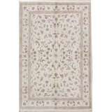 Hand-Knotted High-Quality Ivory and Ivory Area Rug