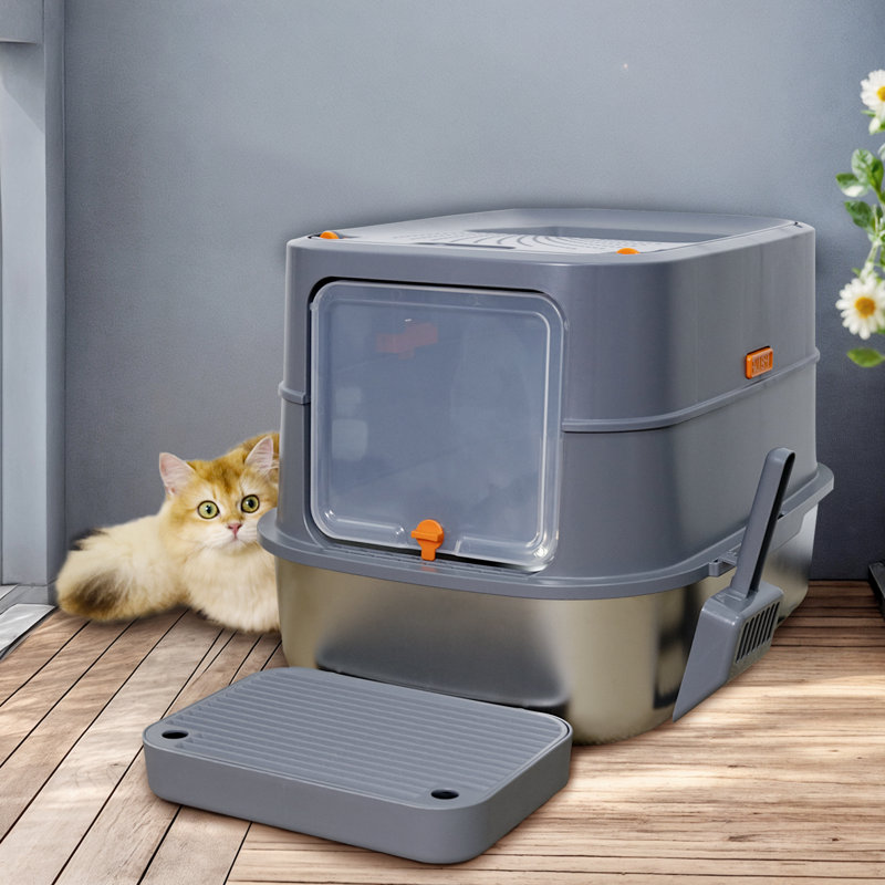 Cat Litter Box Plastic Enclosed Litter Box Enclosure with Built-in Scoop