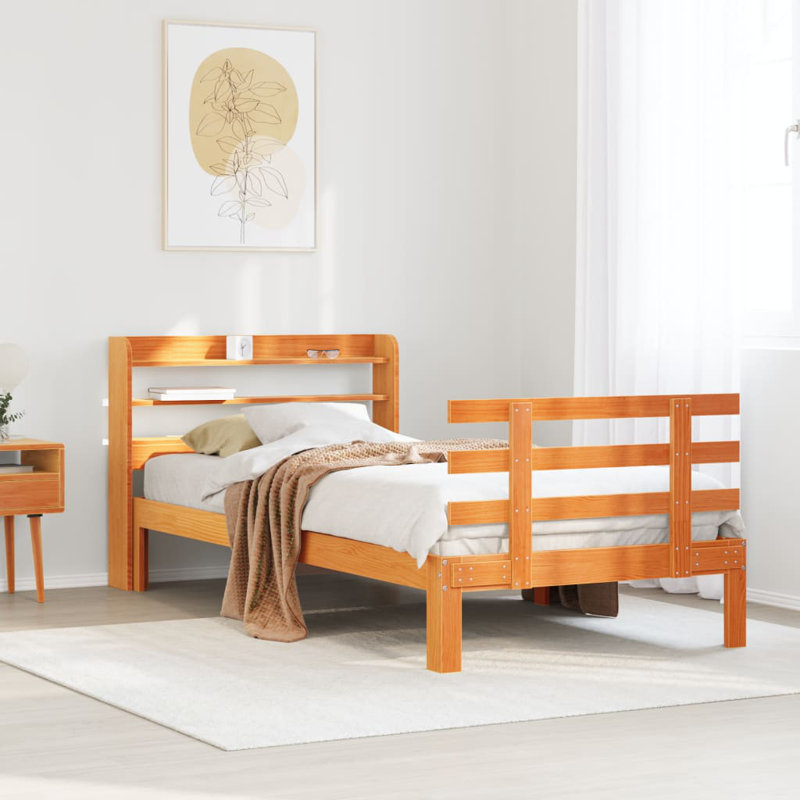 Bed Frame With Headboard Without Mattress, Single (3'), Wax Brown