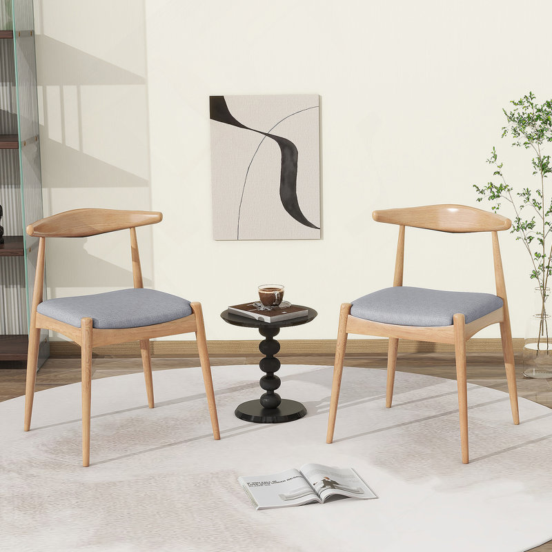 Chaises en tissu, ensemble de 2, Gris, Marron clair