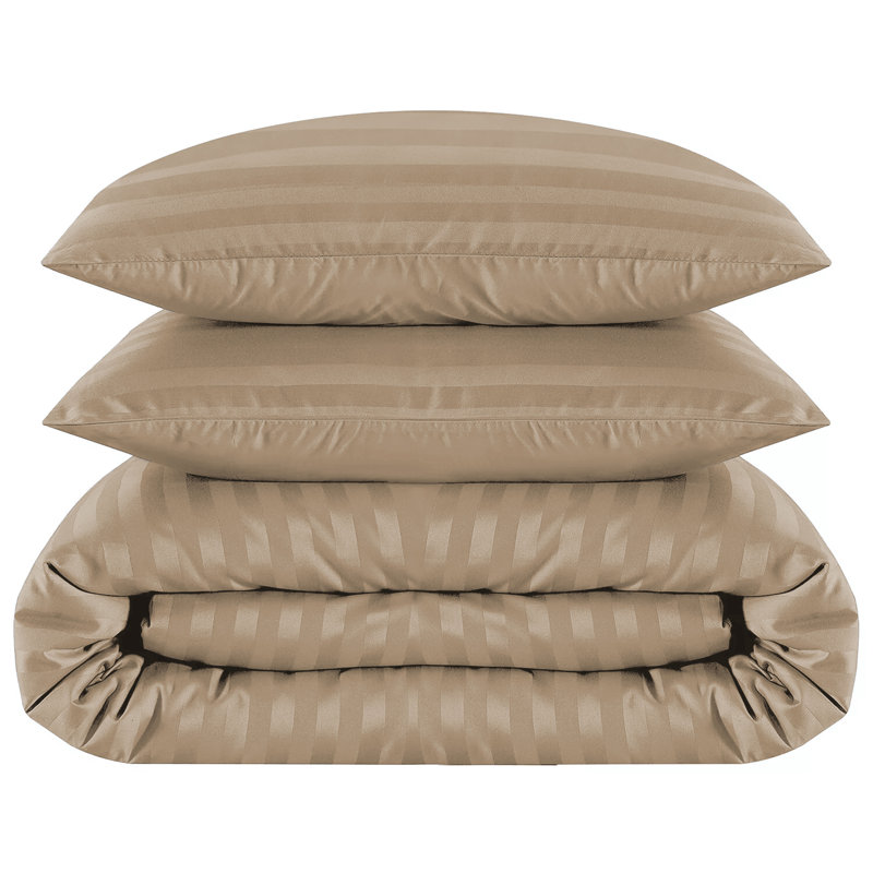 Renze Microfiber 250 TC Reversible Stripe Duvet Cover Set with Pillowcases, Double Duvet Cover + 2 Standard  Pillowcases