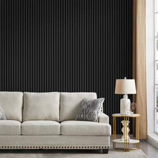 Modern Decorative Wood Slat Wall Panel, 94.5"x23.6" Foldable Sound Absorbing Acoustic Feature Wall for Living Room & Bedroom