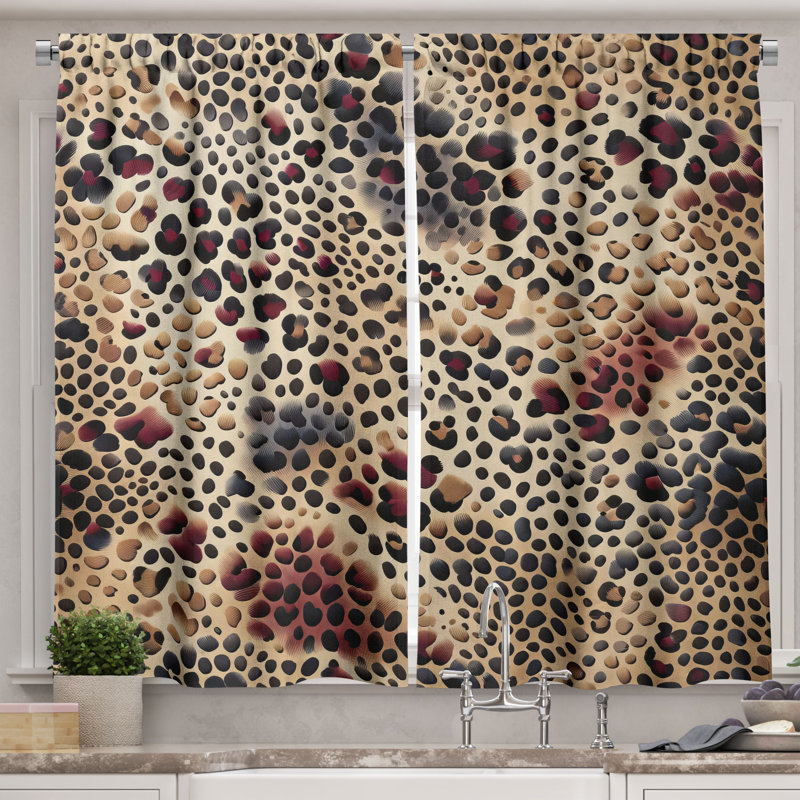 Animal Print Kitchen Curtain, 55" W x 39" L