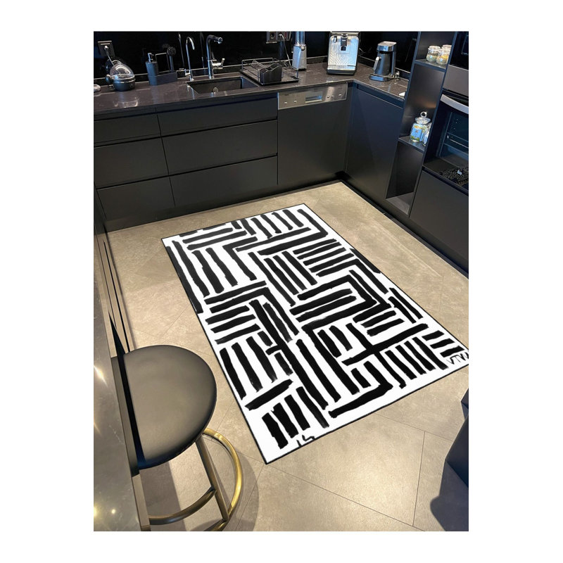 Tapis décoratif à rayures Thick, Sous-tapis rectangulaire de 3 pi 3 po x 4 pi 11 po