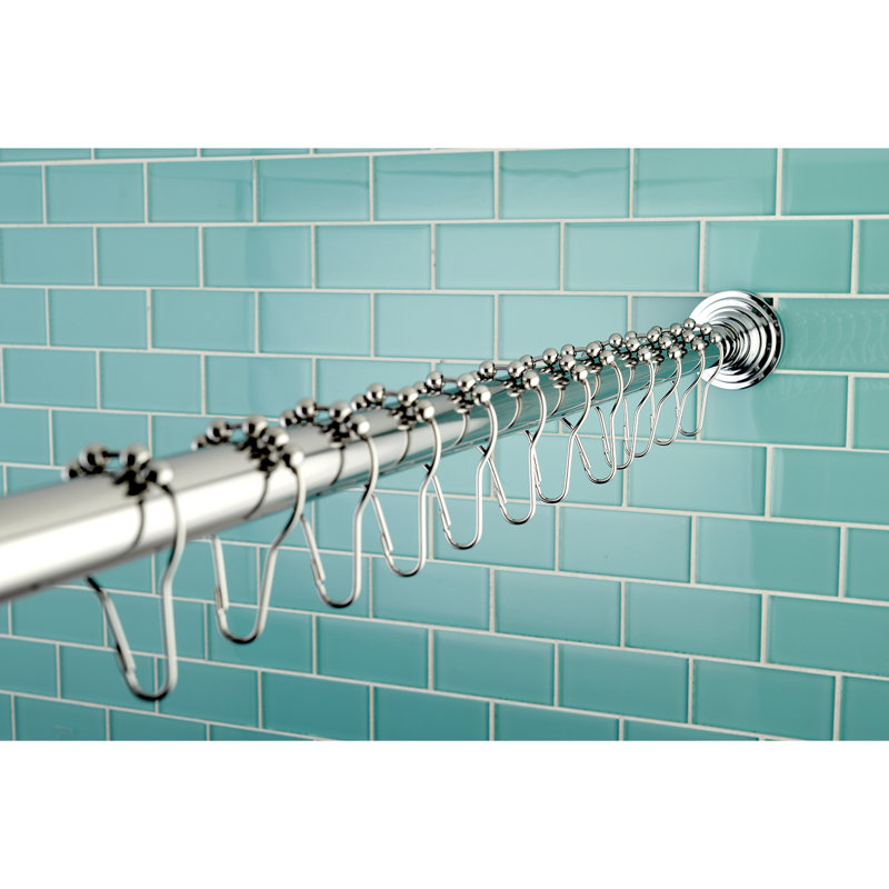 Polished Chrome Adjustable Tension Shower Curtain Rod with Rings