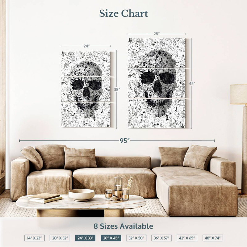 Kerner Doodle Skull, 38" H x 24" W