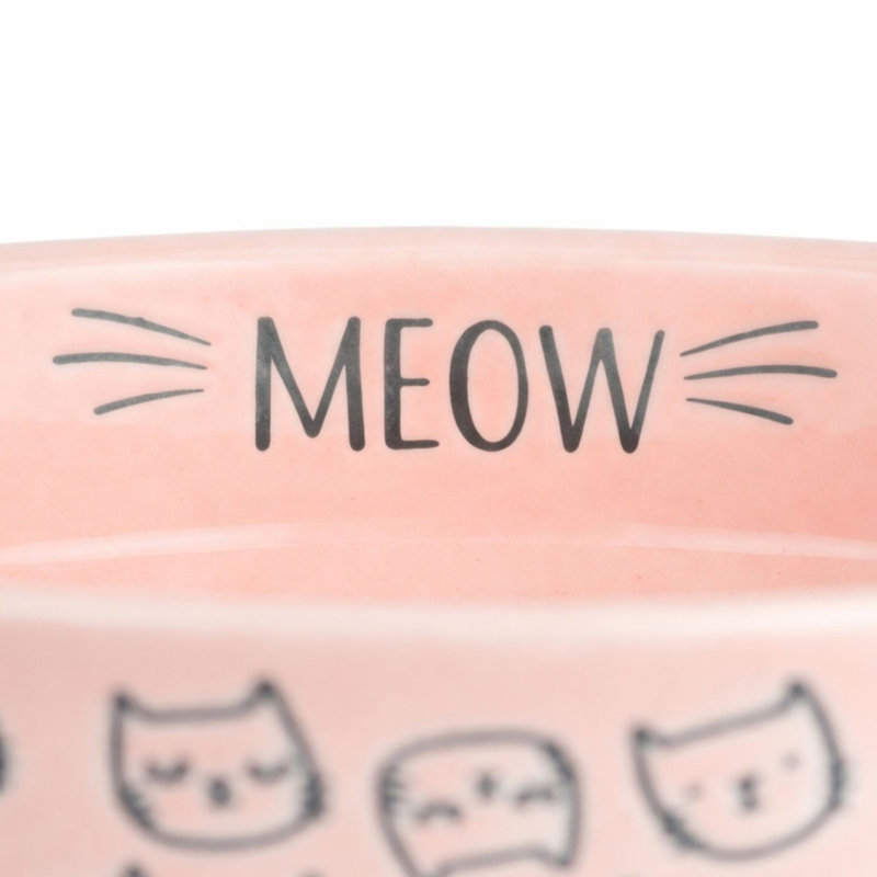 10 plat pour animal de compagnie à motif de visage de chat Strawberry Street Wax Resist, rose