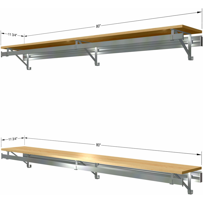 Système d'organisation avec barres à vêtements et deux tablettes, Érable, H 8,5 po x l 80 po x P 11,75 po