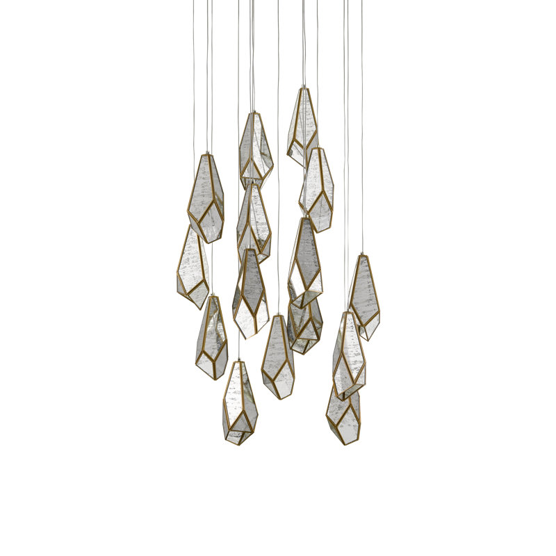 Glace 15 - Light Painted Silver/Antique Brass Cluster Pendant