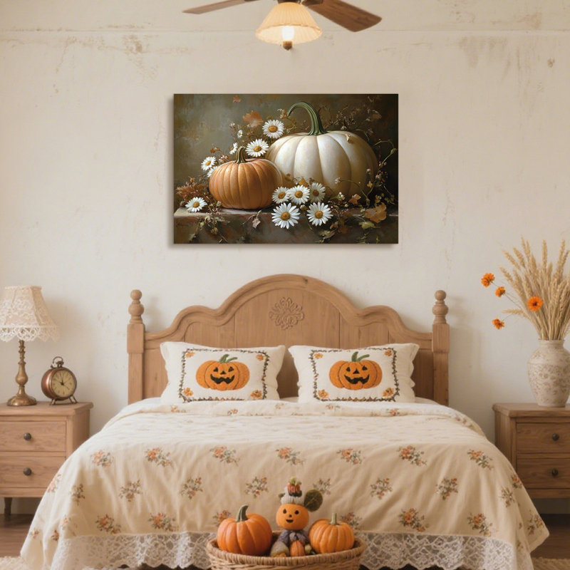 Art mural rétro de citrouille d'Halloween, H 12 po x l 16 po