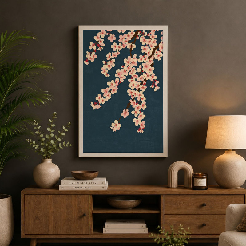 Scattered Blooms Minimalist - Wrapped Canvas, 18x12 - 45.7 x 30.5 cm, Taupe Border