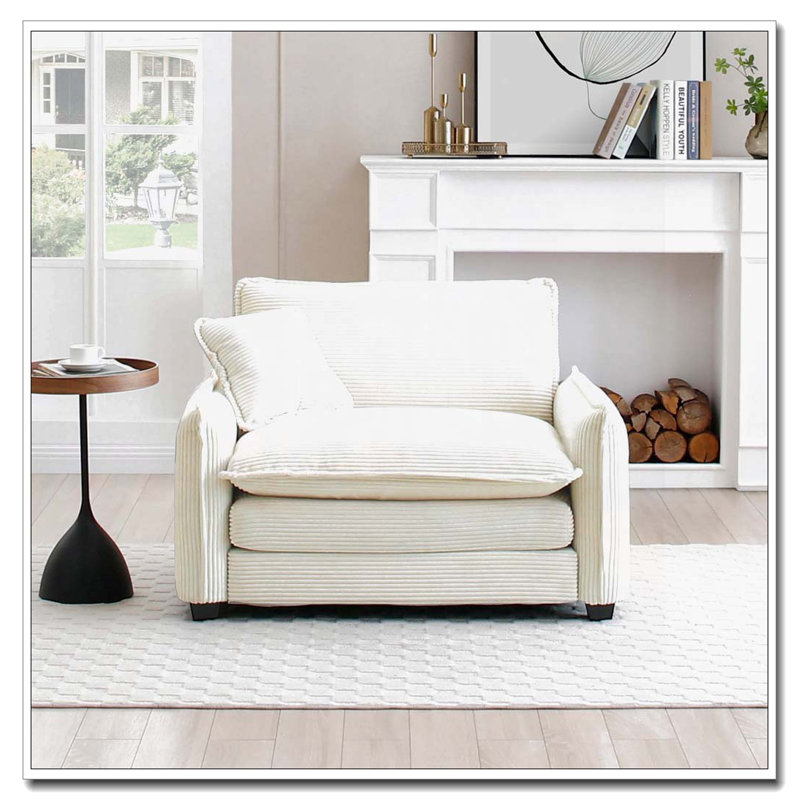 Fauteuil club en velours côtelé, fauteuil, H 33,85 po x l 46 po x P 34,25 po