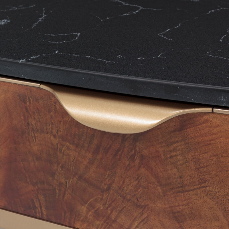 Malibu Crest Marble Coffee Table, Crotch Mahogany/Chardonnay/Walnut