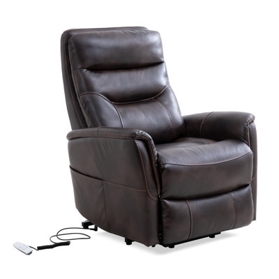 Akeelah 33" Upholstered Power Lift Assist Recliner with Articulating Headrest with Flared Arms