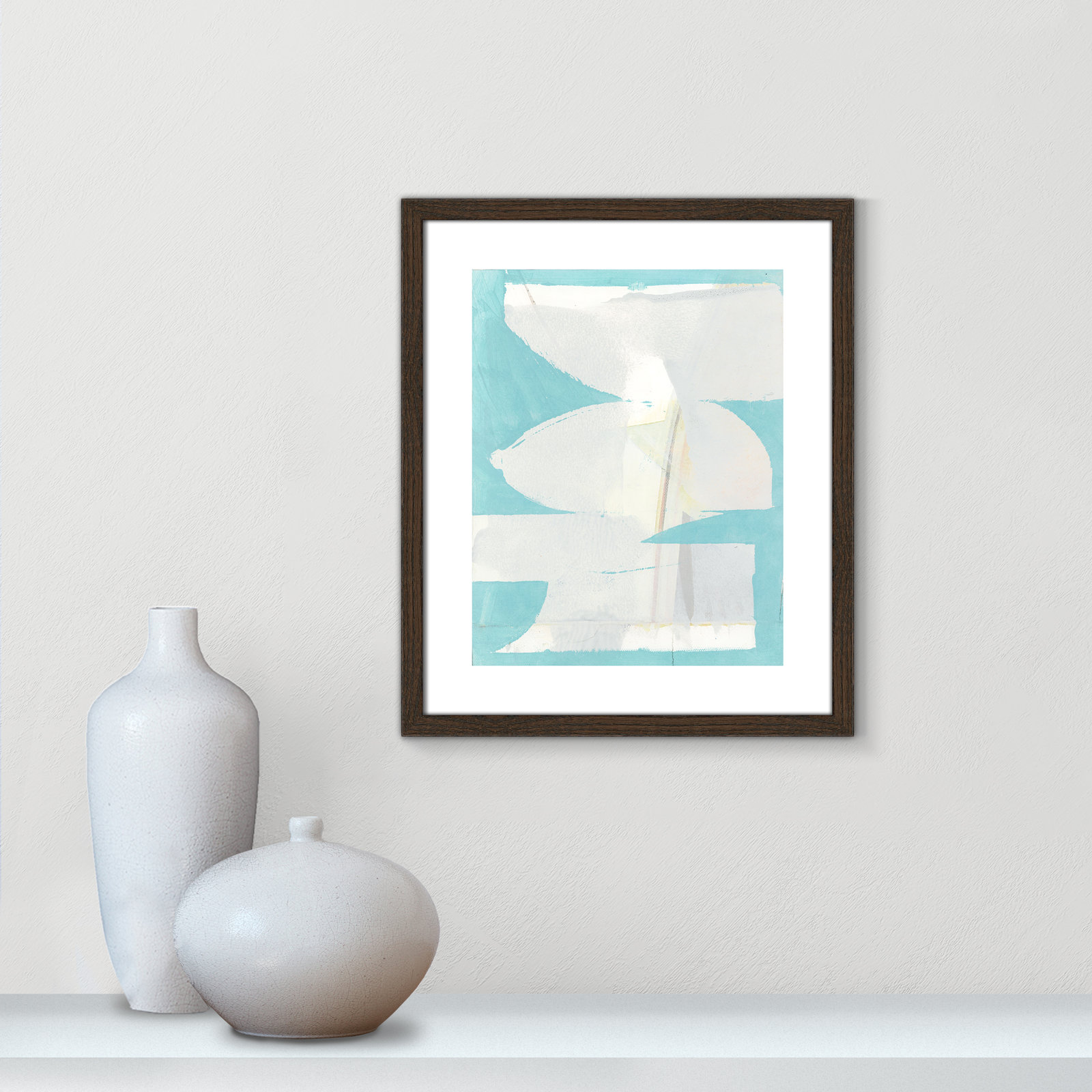 Nara "Carve I" Painting, 19" H x 16" W x 0.75" D, Brown Framed Paper