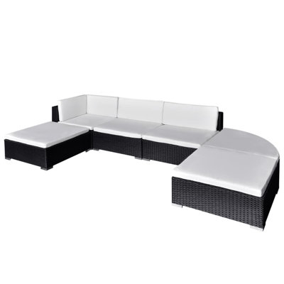 Ensemble de patio 6 pièces avec coussins en rotin de polyester