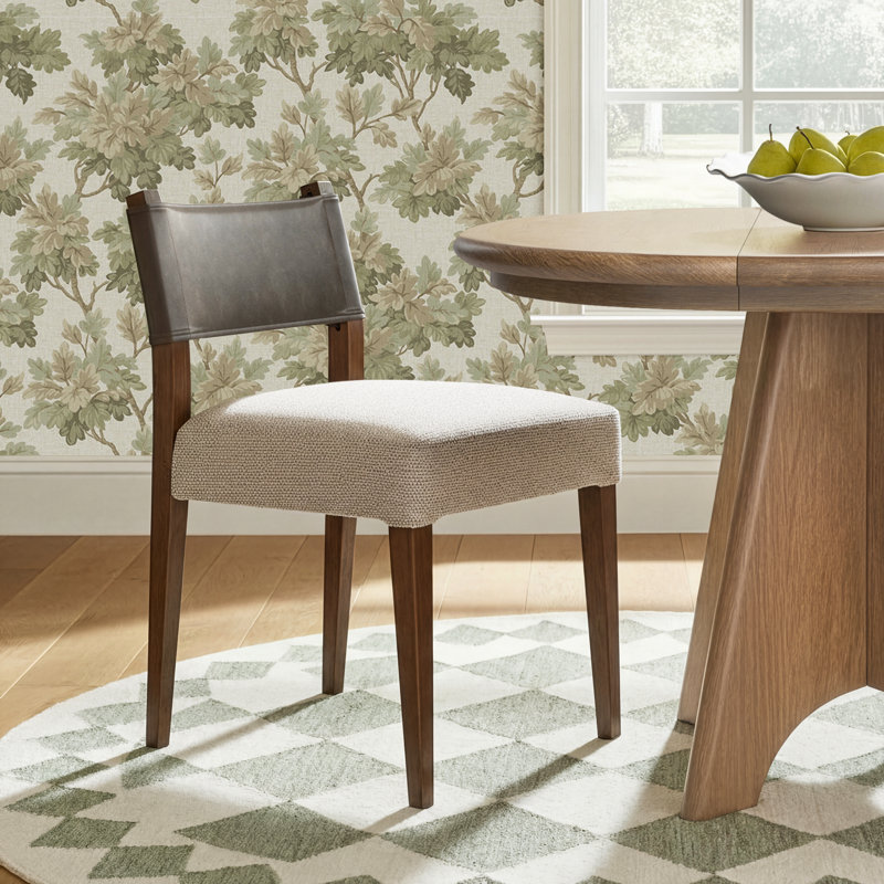 Lorretta Side Chair, Polyester/Leather Winchester Beige, Natural