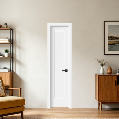 Panneau de porte intérieure de style Shaker, en bois massif apprêté blanc pré-percé, à âme pleine, pour la maison