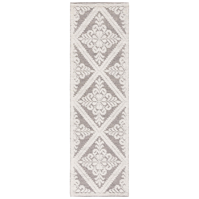 Vermont Hand Woven Wool Damask Rug, Runner 2'3" x 8'
