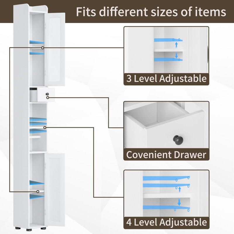 Grande armoire de rangement 70 po avec tablettes et portes réglables