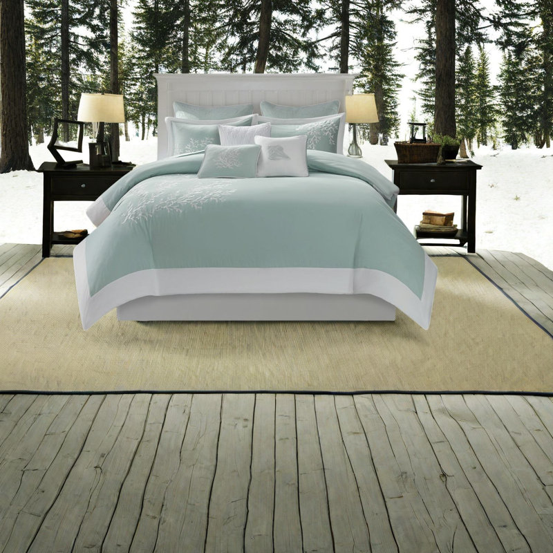 Ensemble de literie en coton de qualité supérieure, mini ensemble de housse de couette turquoise, style bord de mer pour la maison