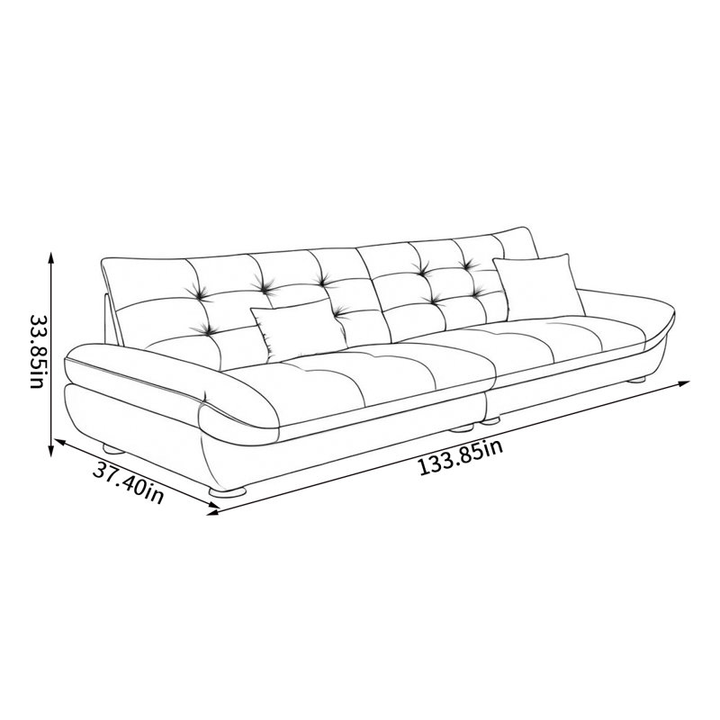 Simple modern sailing sofa, 33.85" H x 133.85" W x 37.4"D