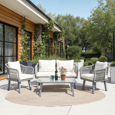 Orme 4 Piece Rattan Sofa Seating Group with Cushions