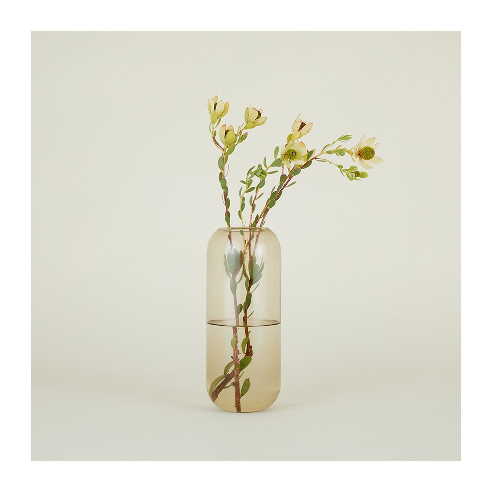Aurora Handmade Glass Table Vase, 12.5" H x 5" W x 5" D, Smoke