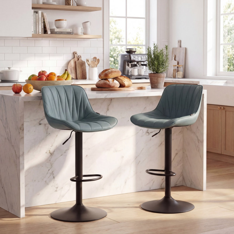 Tabourets de bar pivotants à hauteur réglable Modern, Vert grisâtre