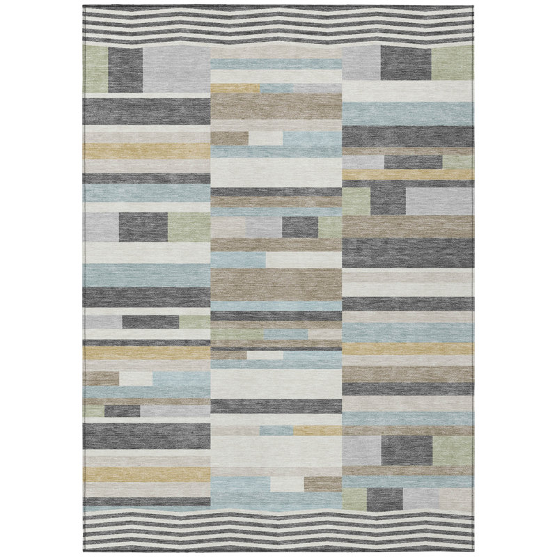 Machine Washable Indoor/Outdoor Chantille ACN2820 Stripes Rug, Gray, 3' x 5'