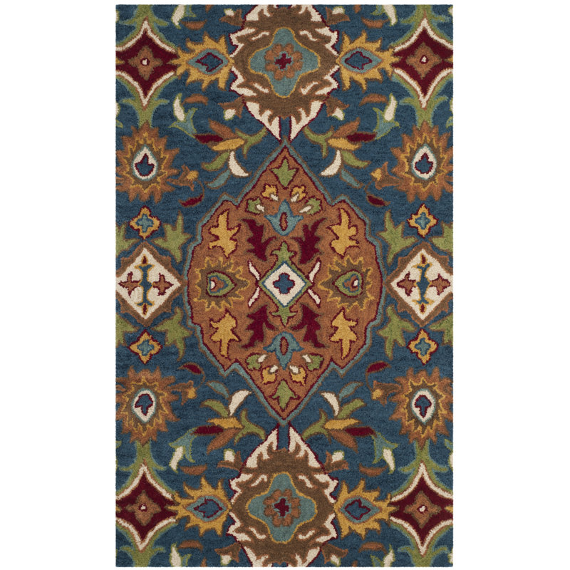 Tapis brun / bleu en laine touffeté à la main Cranmore, Rectangle 3 pi x 5 pi