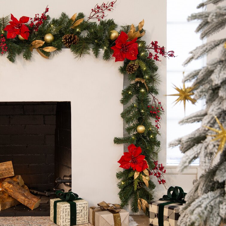 72" Red Ruby Holiday Garland with Lights