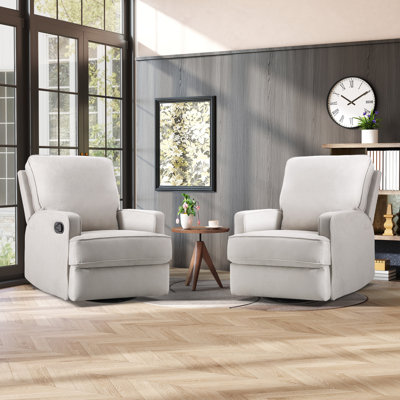 Phaith 29.5" Wide Modern Refined Linen Upholstered Standard Manual Recliner (Set of 2)
