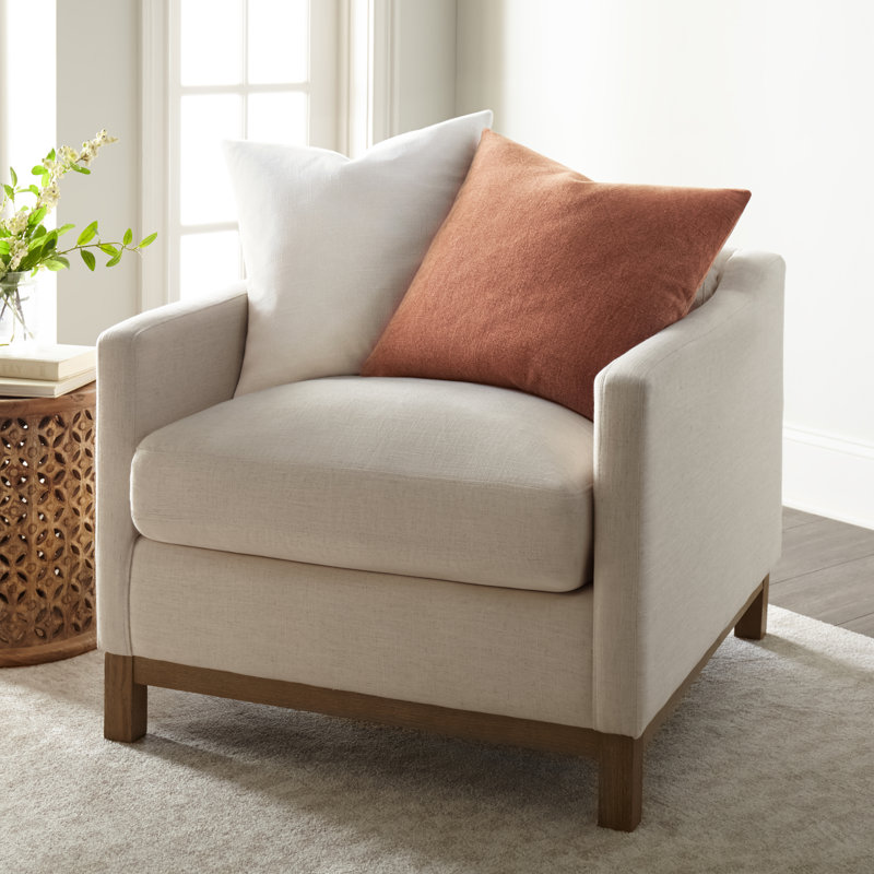 2-Pack Cotton Slub Decor Throw Pillows in Solids, Orange/Cream