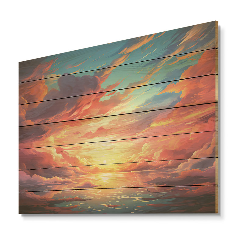 Magical Sunset Sky II - Ciel sur bois, H 30 po x l 40 po x P 0,78 po