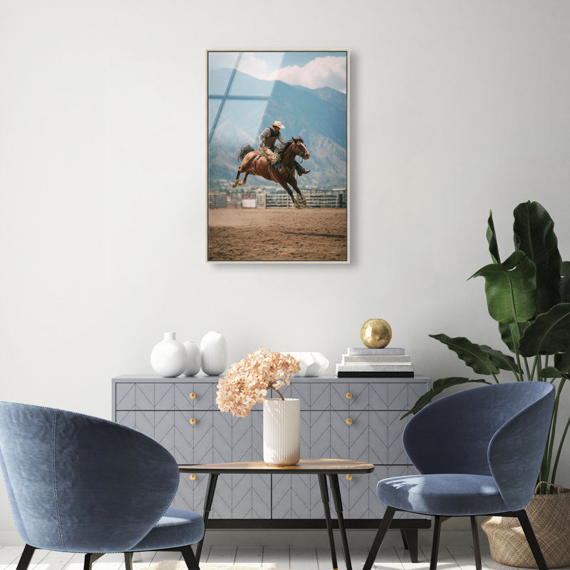 Bronc Rider Print by Oliver Gal, 31" H x 21" W, Silver Floater Frame