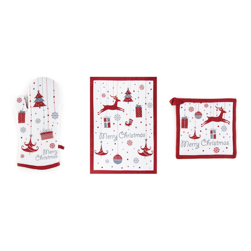 Merry Christmas Cotton Kitchen Towel Linen Set
