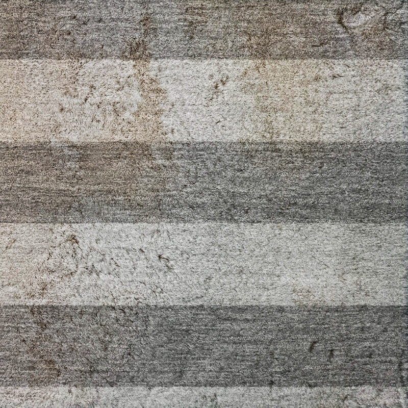 Premium Machine Washable Dream Shag ADS530 Striped Rug, 3' x 5', Granite