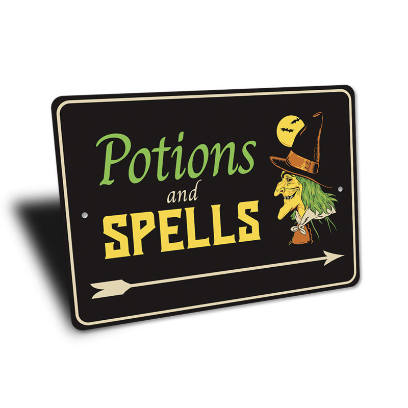 Potions et sortilège, H 12 po x l 18 po x P 0,06 po