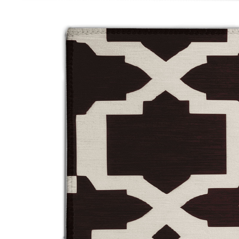 Trellis Black Indoor and Outdoor Area Rug, Rectangle 8' x 10'