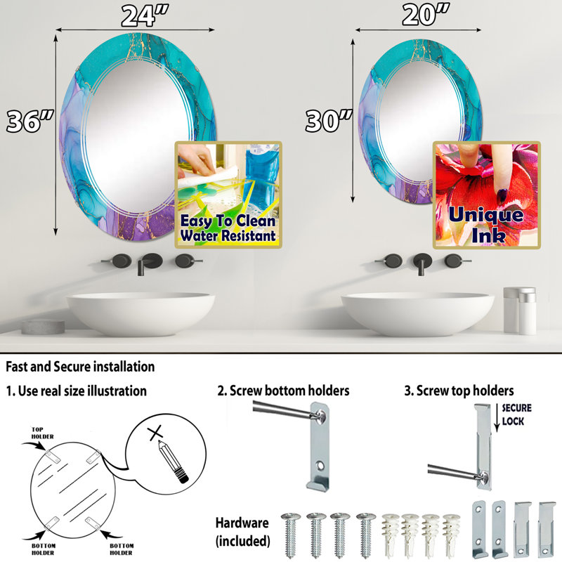 Miroir de salle de bain sans cadre, 30 po x 20 po