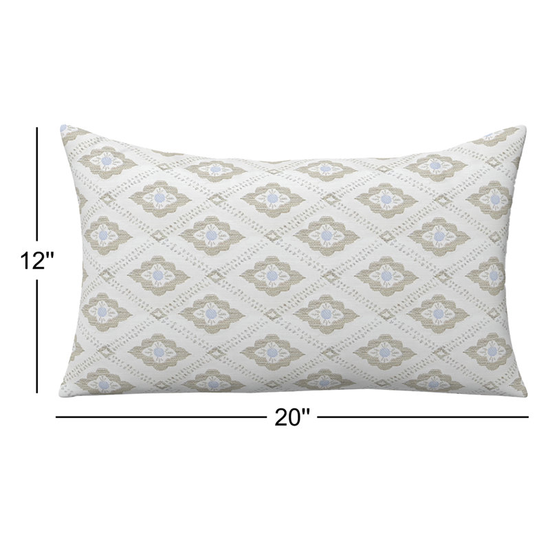 Housse de coussin rectangulaire Barbara Liza en blanc / brun clair / bleu