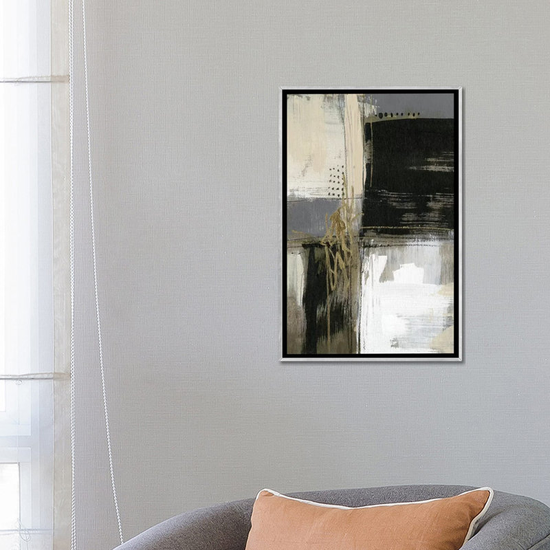 "Neutral divisions I" par Jennifer Goldberger, reproduction d’art, H 26 po x l 18 po x 1,5 po, Toile avec cadre argenté