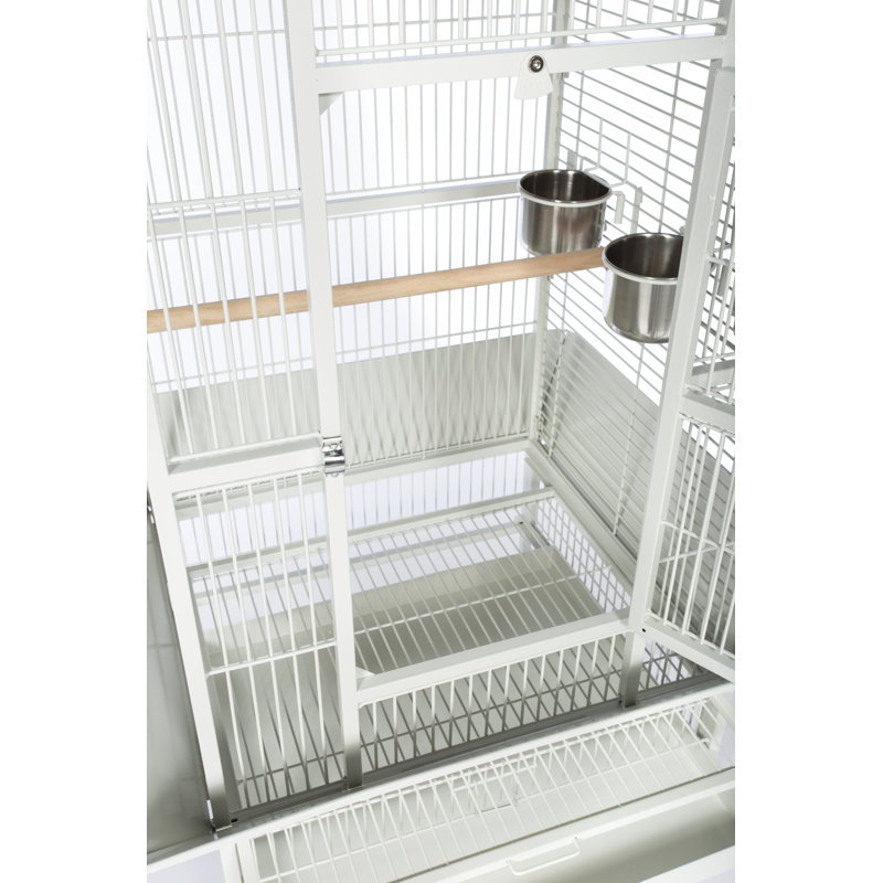 Chalk White Medium Dome Top Bird Cage with Wheels