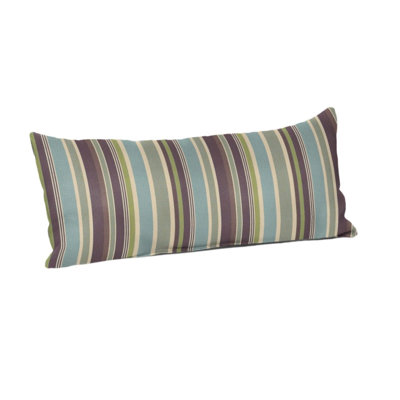 Casual Cushion Outdoor Lumbar Pillow, Striped Sunbrella Fade-Resistant for Patio Furniture & Porch Swings, 22"W x 9"L, 6" thick, Reversible, Maxim Classic