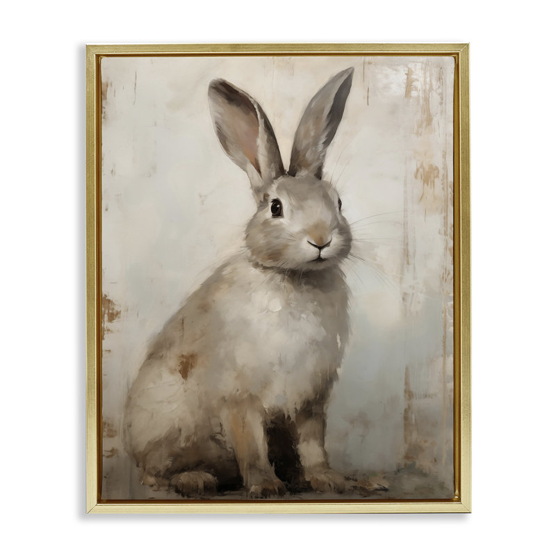  «Natural Rabbit Portrait», art mural encadré par Arlington Prints, H 21 po x l 17 po, Cadre flottant métallique doré